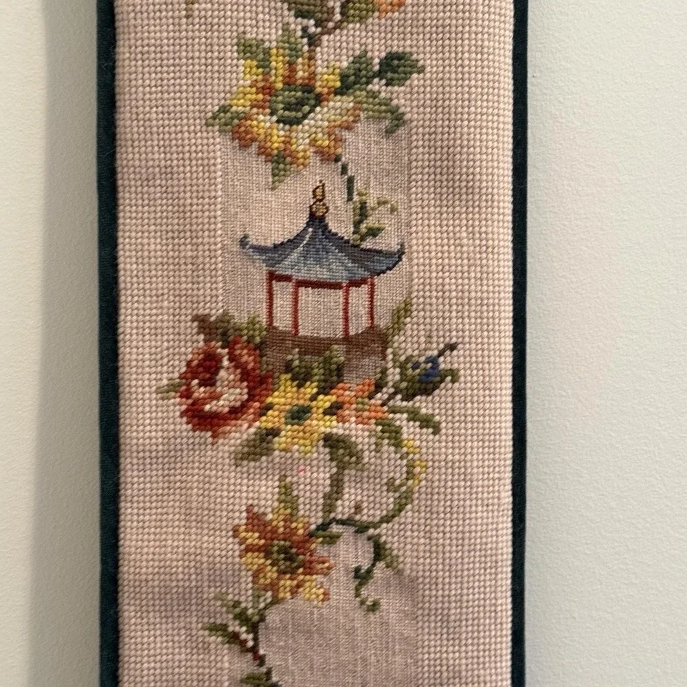 Vintage Handmade Needlepoint Bell Pull 51